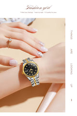 Carat Link Women's Round Stainless Steel Watch