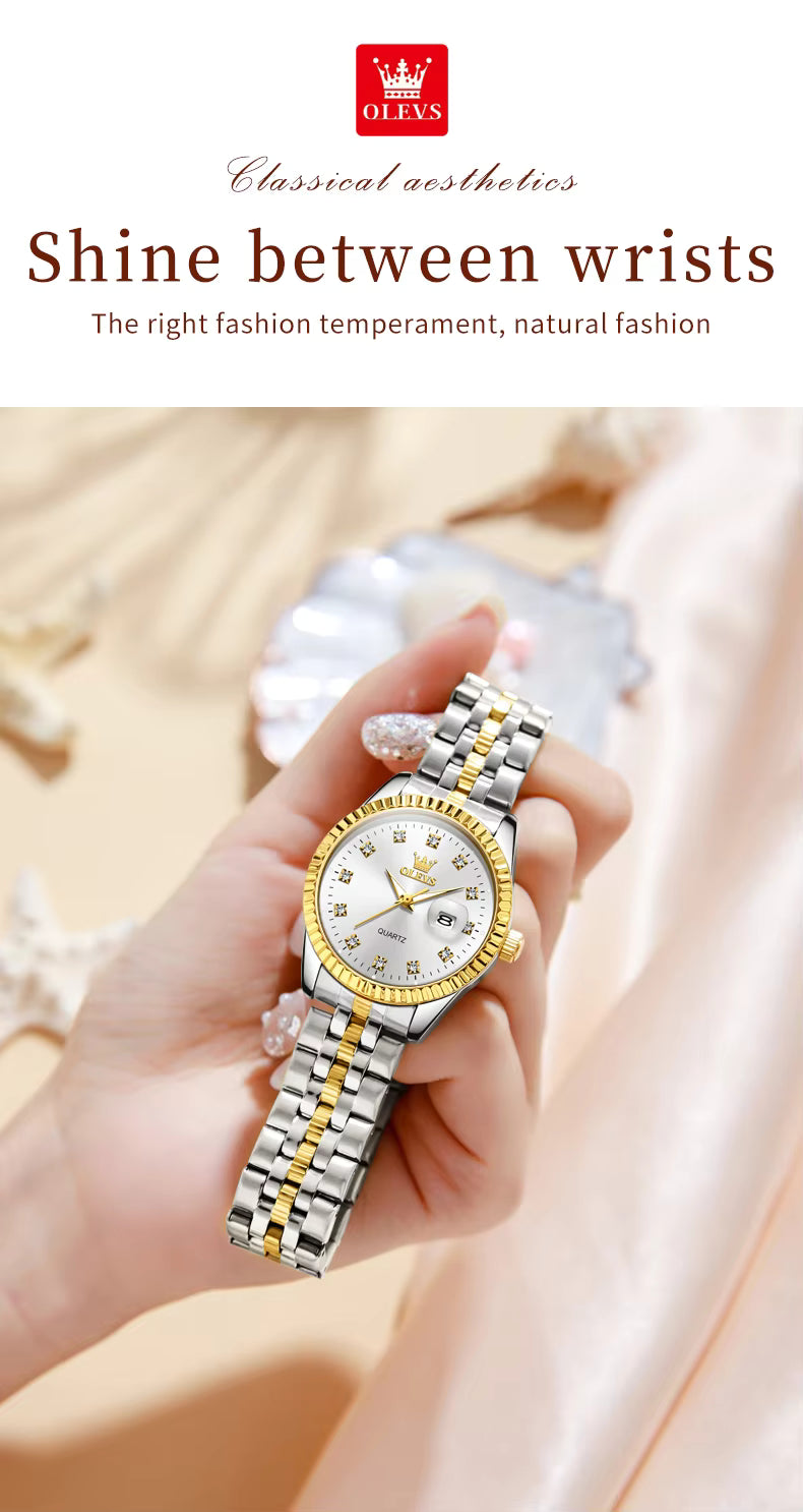 Carat Link Women's Round Stainless Steel Watch